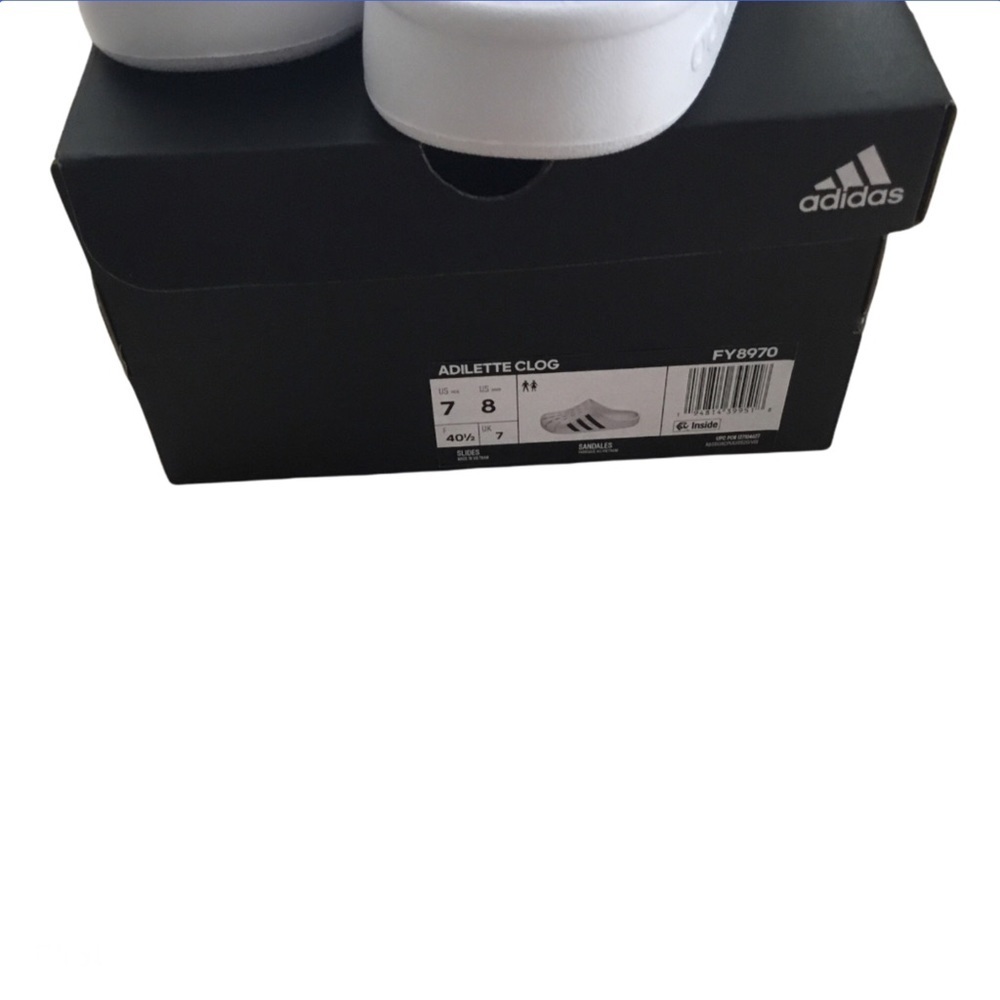 Brand New Adidas Adilette White/Black Clog sz 7 & 8 women left - Picture 3 of 11